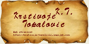 Krstivoje Topalović vizit kartica